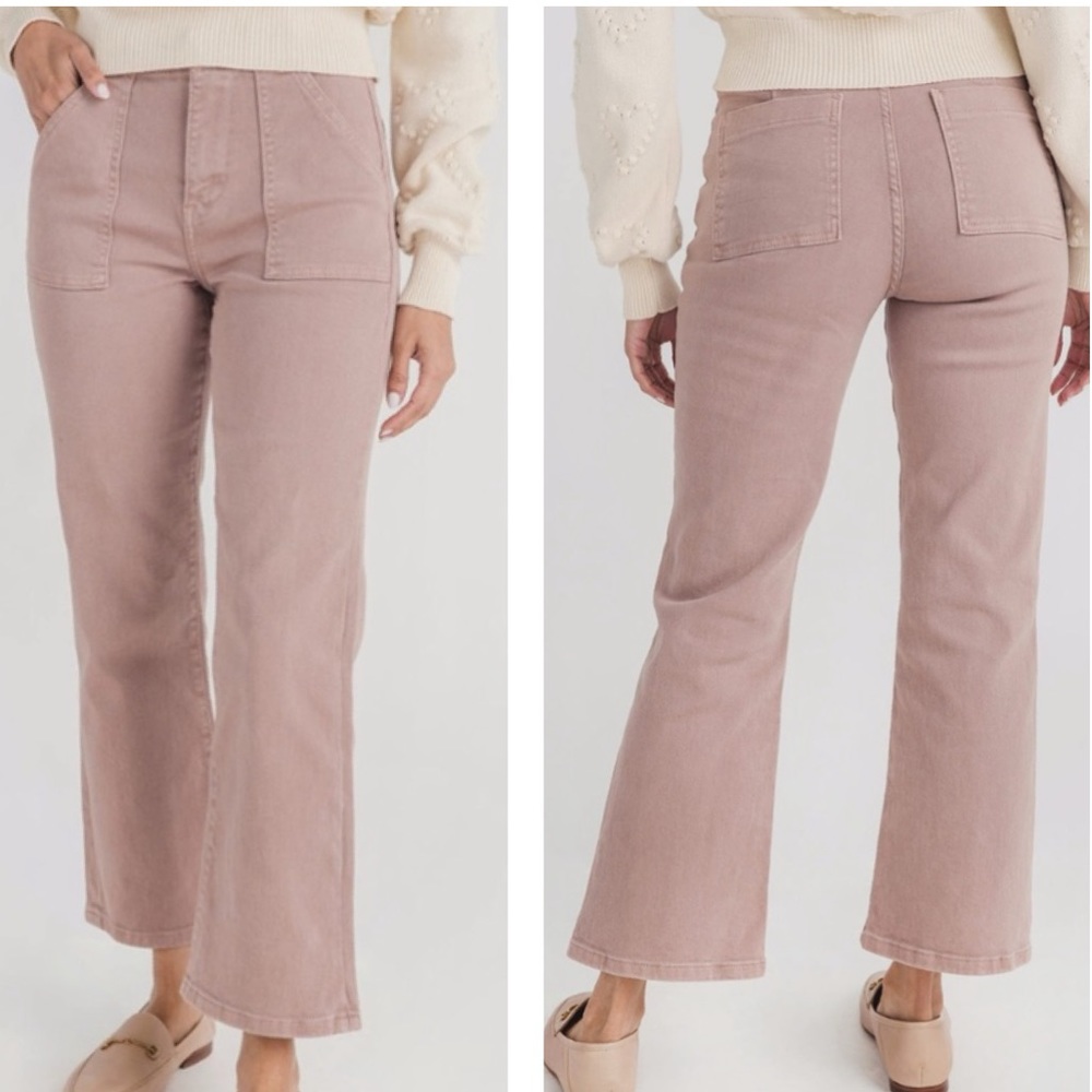 Women's Cropped Wide-Leg Pants in Dusty Rose